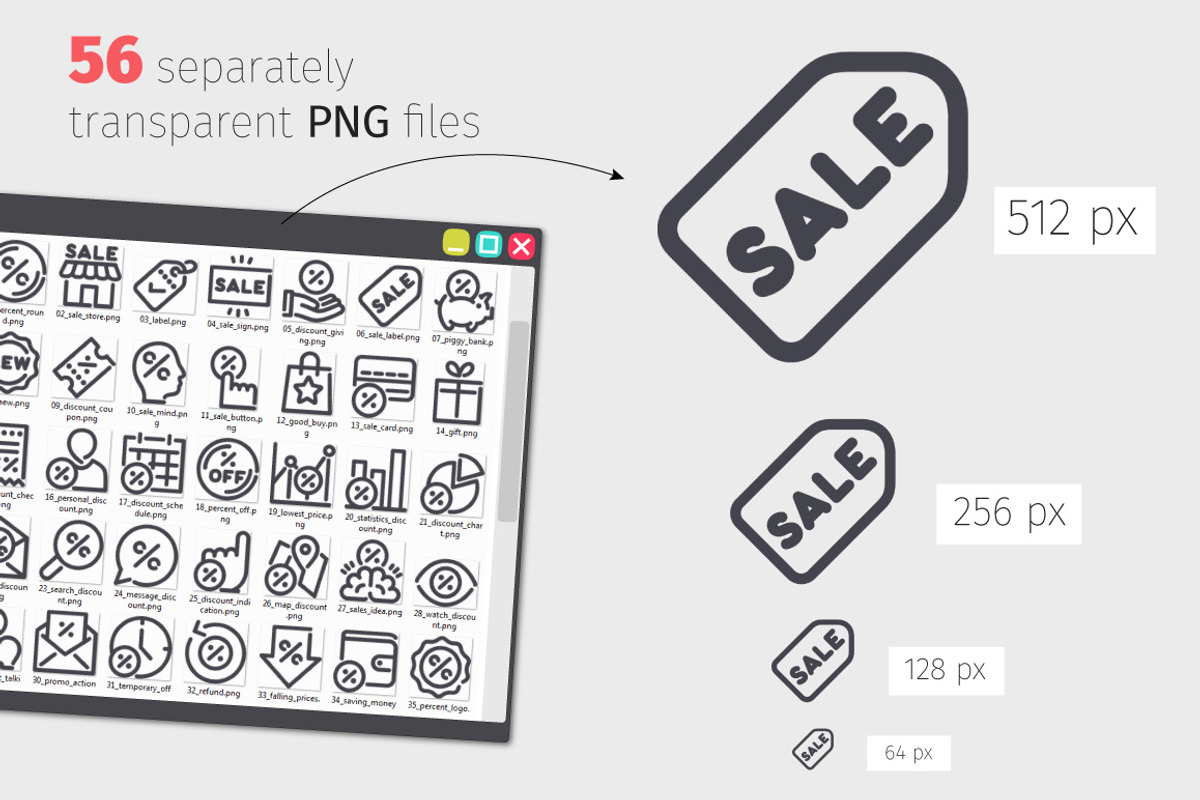 Discount Line Icons Set, an Outline Icon by Voysla's Shop (Photo 3 of 4)
