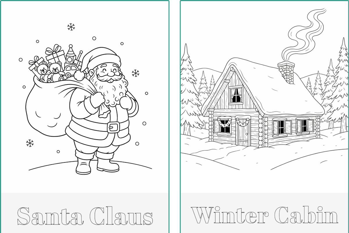 Winter Holidays Xmas Coloring Pages, a Seasonal Illustration by Nuvame Arts & Designs (Photo 12 of 19)