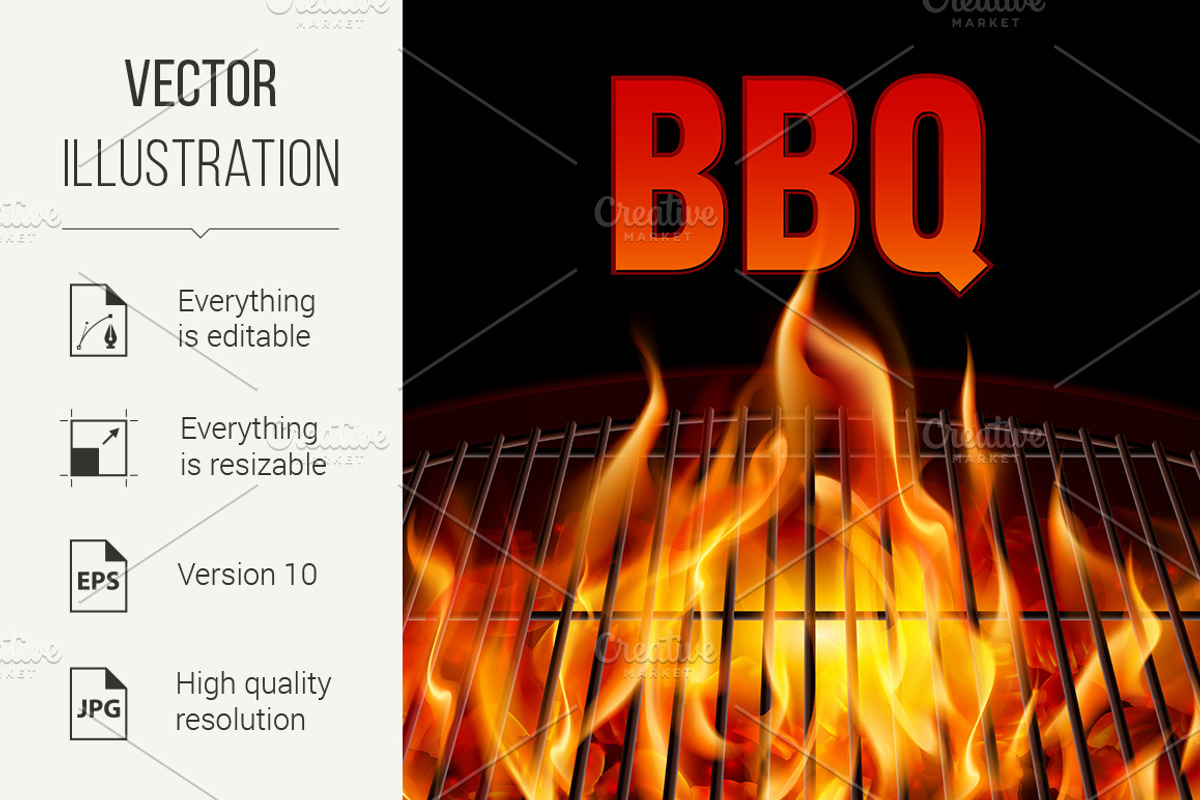 BBQ grill fire, a Background Graphic by DvargShop