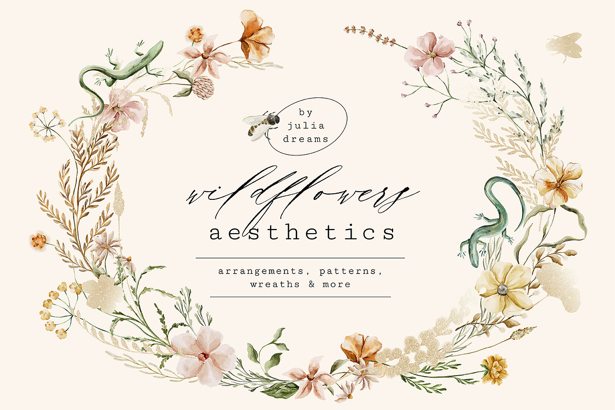 Wildflowers Aesthetics Watercolor, a Texture Illustration by Julia Dreams (Photo 1 of 8)