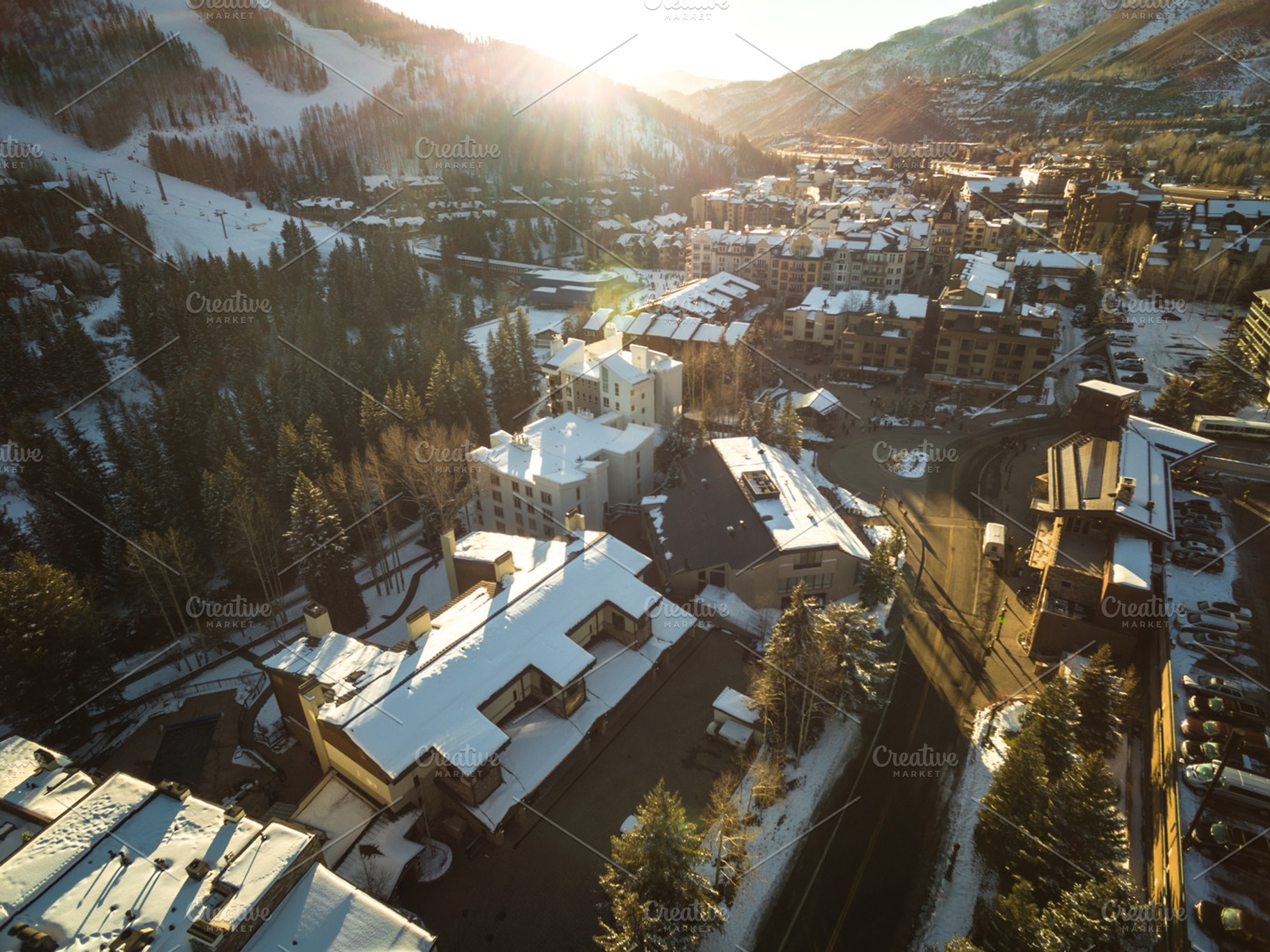 [aerial] vail village containing vail, village, and mountain, an Abstract Photo by Andrew Schubert Visuals