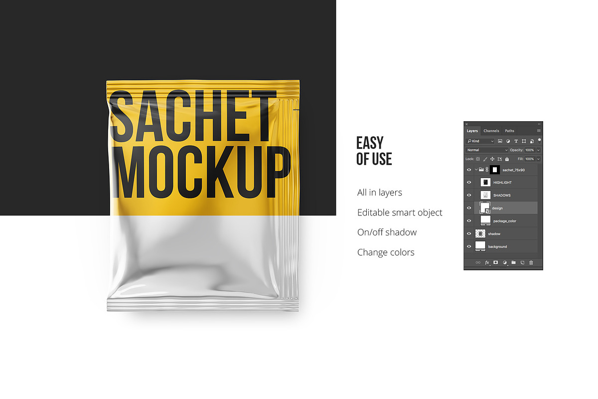Wet Wipes Sachet Mockup, a Packaging Mockup by easymock (Photo 3 of 8)