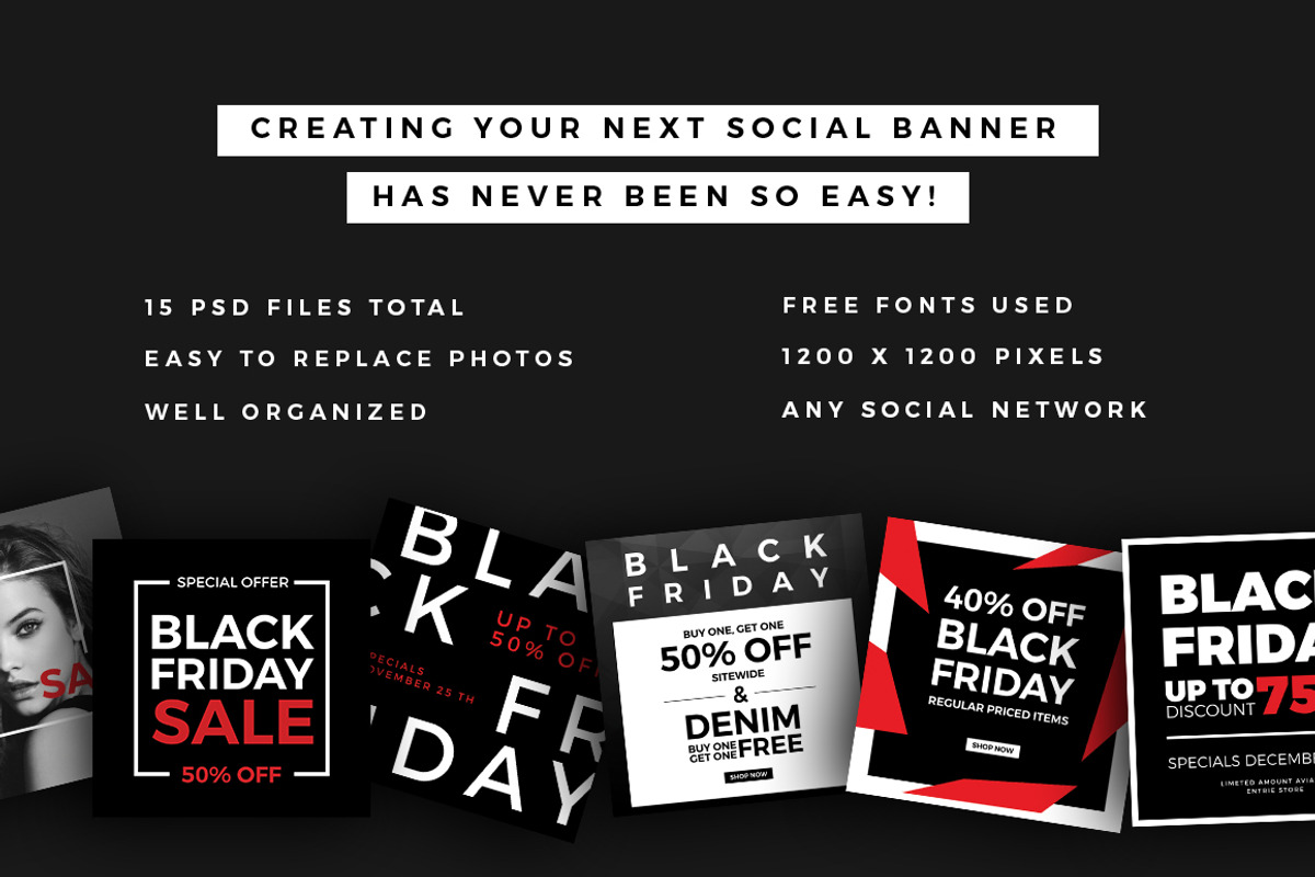 Black Friday Social Media Banner, a Social Media Template by MinimalStudioCo (Photo 2 of 6)