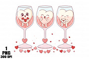 Kawaii Hearts in Wine Glasses PNG, an Illustration by Daily.Designs (Thumbnail 1 of 5)