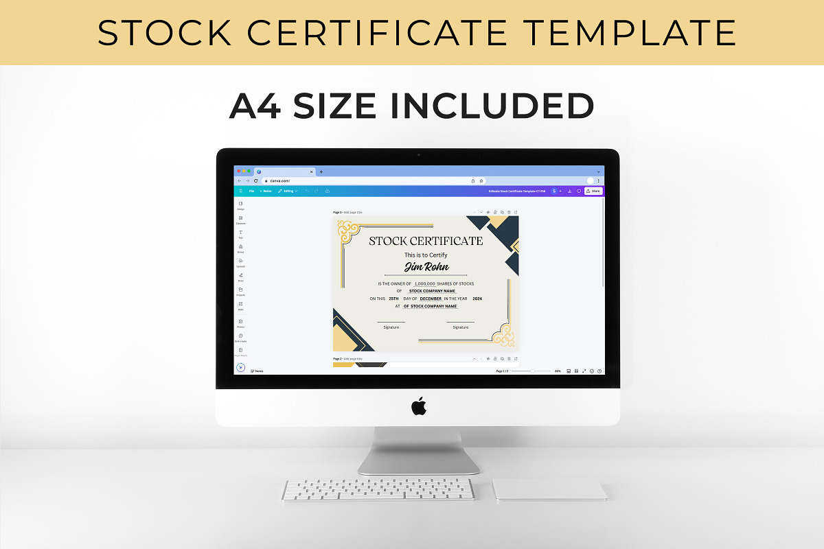 Certificate of Stock Canva Template, a Card Template by Snapybiz (Photo 8 of 10)