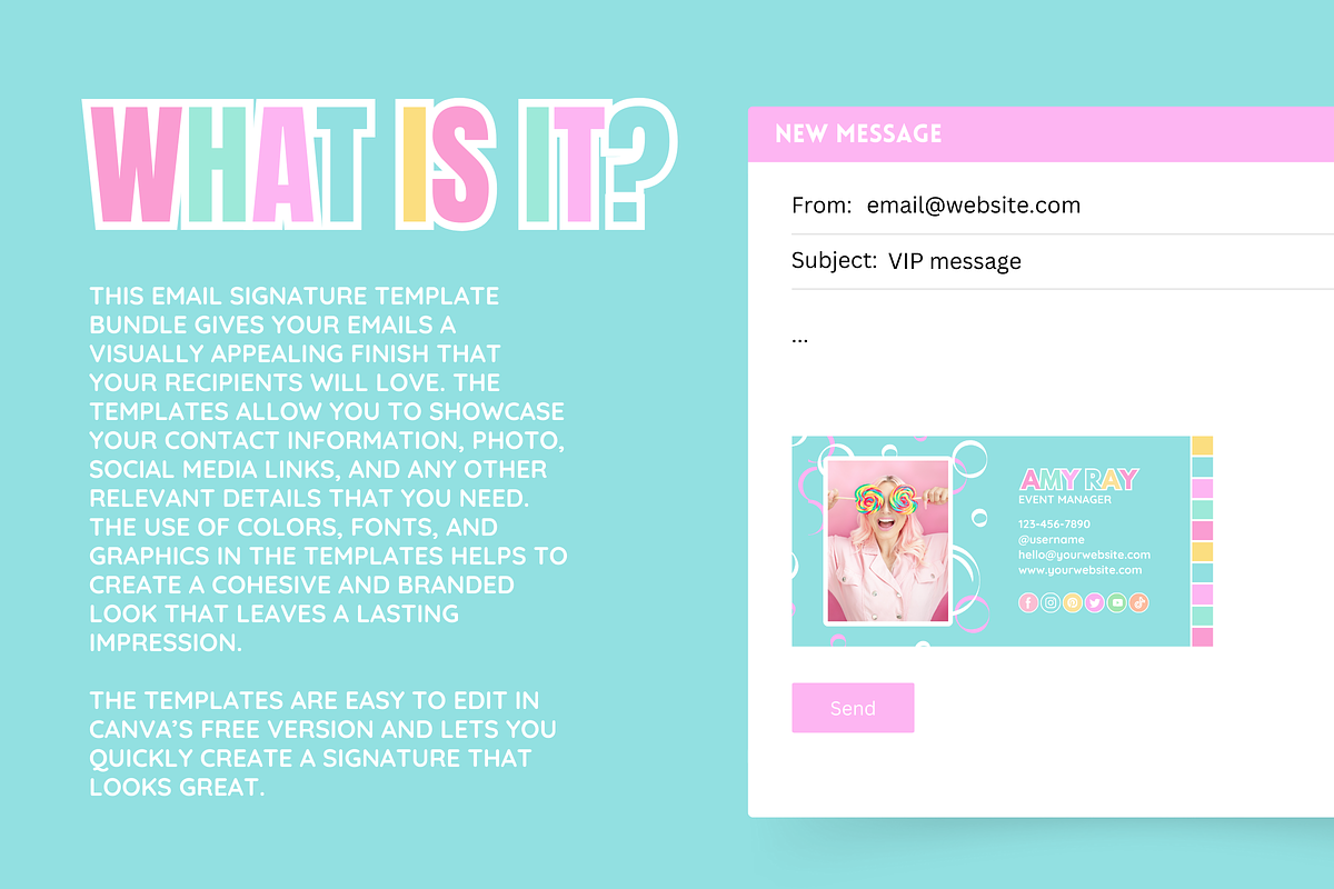 Rainbow Email Signature Templates, an Email Template by SunshineStudioBoutique (Photo 2 of 9)