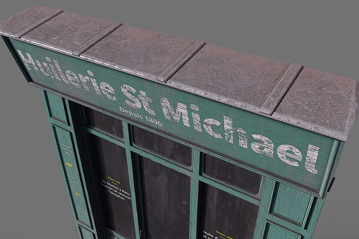 Parisian vintage Huilerie storefront, an Environmental 3D Model by happy brush (Photo 8 of 11)