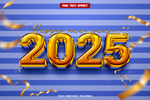 New year 2025 3D editable texteffect, a Layer Style Add-On by Hello Muh