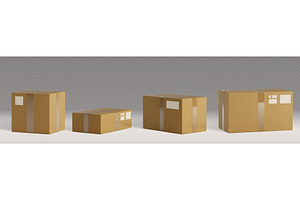 3D realistic cardboard box set with, a Transportation Illustration by art PVP - market