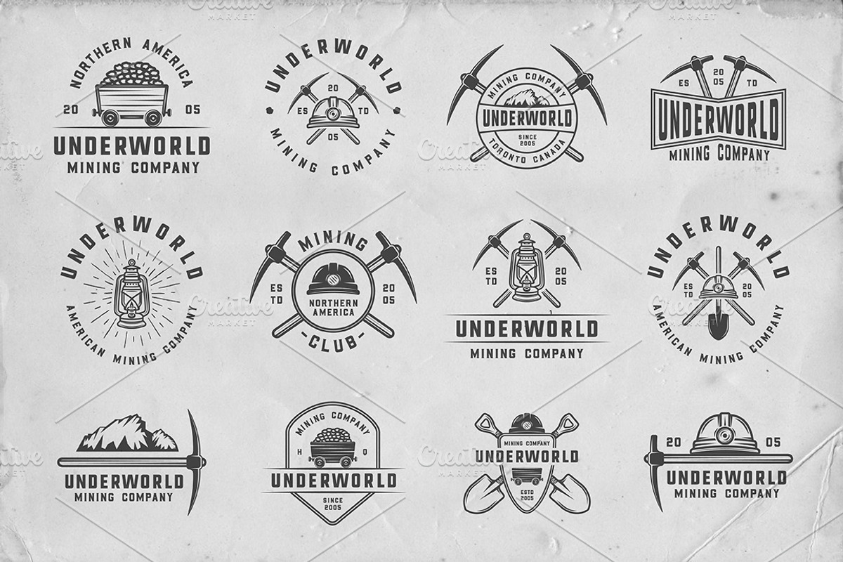 36 Vintage Mining Emblems part 2, a Branding & Logo Template by AkimD (Photo 4 of 6)