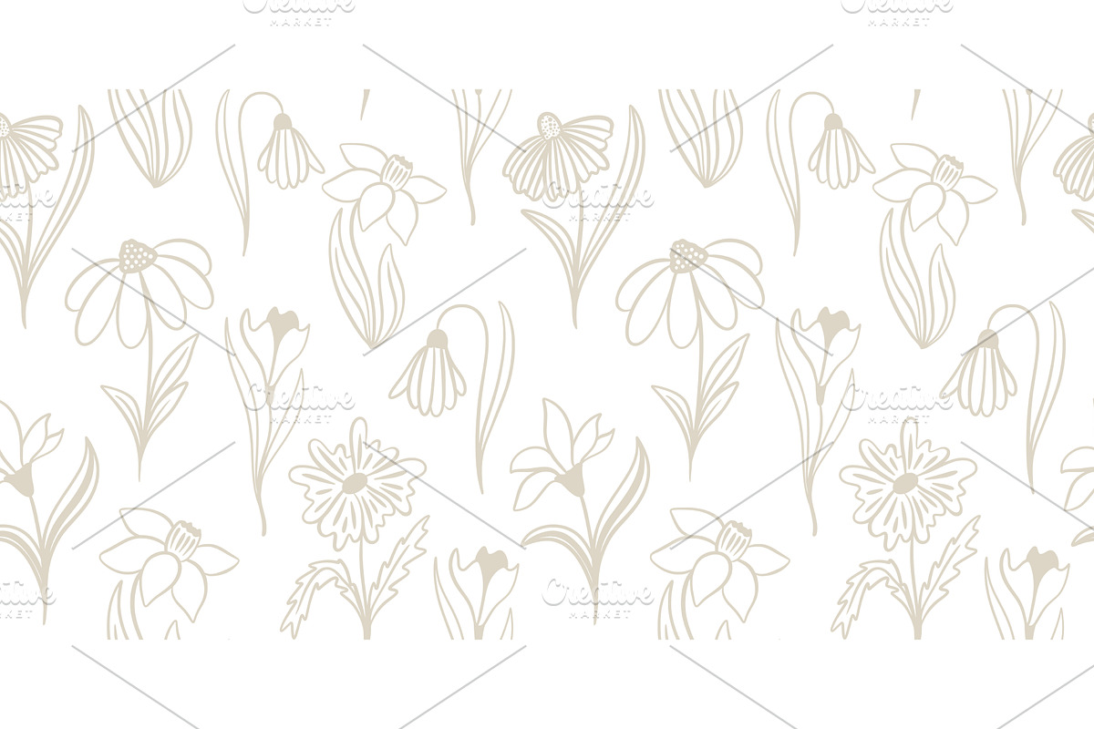 Wildflower silhouette seamless, an Object Illustration by Tati_Kli