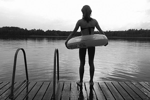 Girl with water wheel by the lake, a Person Photo by BOOCYS
