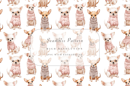 Chihuahua Sweater Seamless Pattern