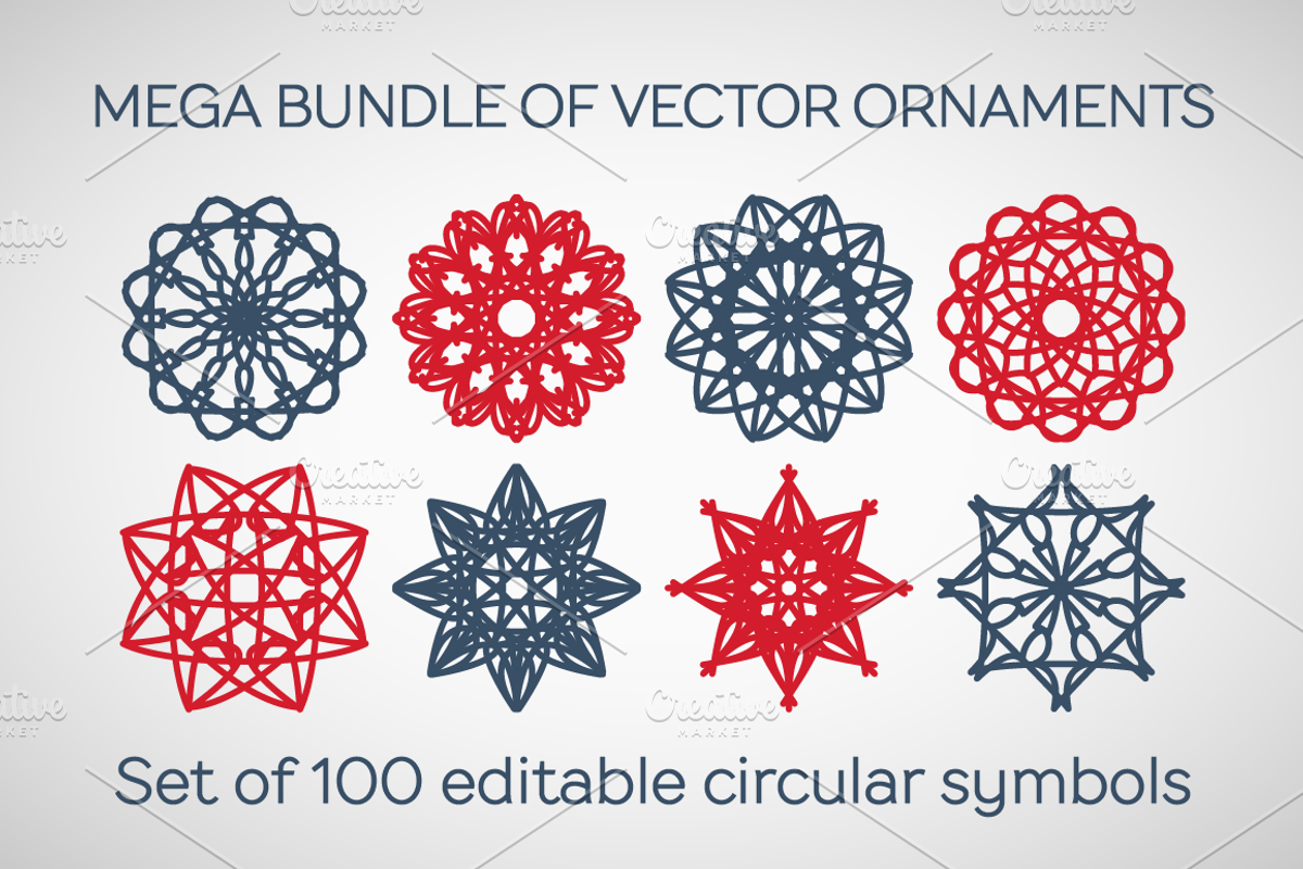 100 Editable Vector Ornaments