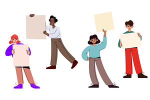 People protesting with posters set, a Person Illustration by art PVP - market