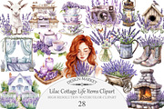 Watercolor Lilac Cottage Life Items, an Illustration by Design Market (Thumbnail 1 of 4)