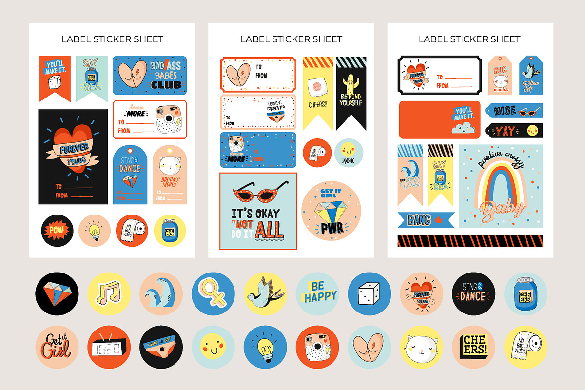 GIRL POWER stickers & patterns, a Stationery Template by Ruslana Lubenets (Photo 5 of 9)