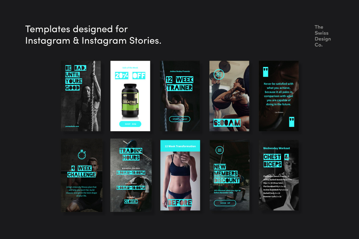 True Grit Fitness Social Media Kit, a Social Media Template by TheSwissDesignCo (Photo 3 of 5)