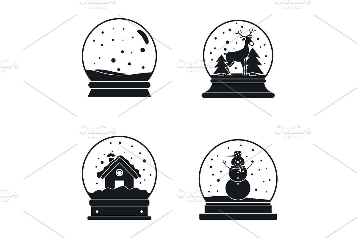 Snow globe ball christmas icons set, an Object Illustration by Ylivdesign
