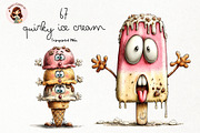 Quirky Ice Cream Watercolor Clipart, a Food Illustration by Nicolle's Colorful Art (Thumbnail 1 of 6)