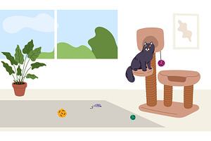 Place for cat in apartment or house, an Animal Illustration by Vectorbuum