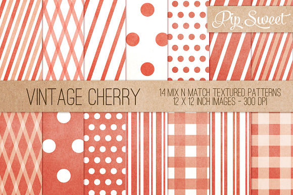 Vintage Cherry 14 Pattern Set preview 4