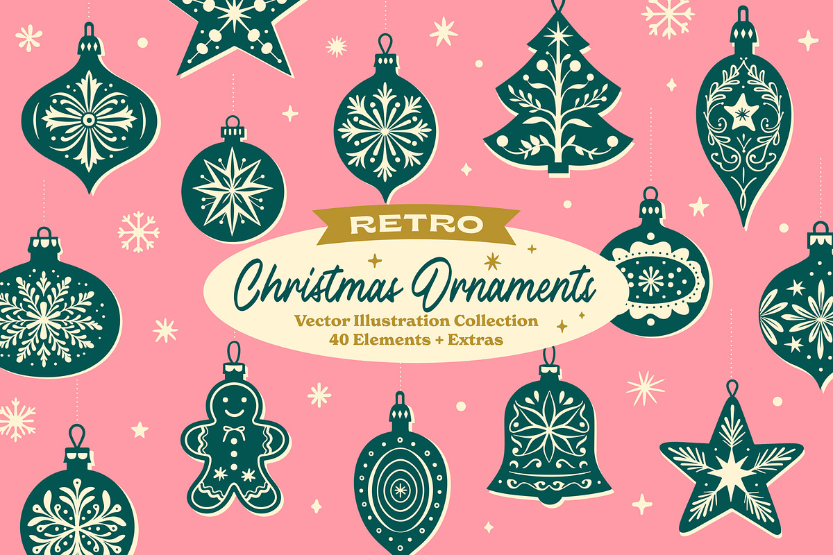 Retro Christmas Ornaments, an Object Graphic by Graphic Goods (Photo 1 of 10)