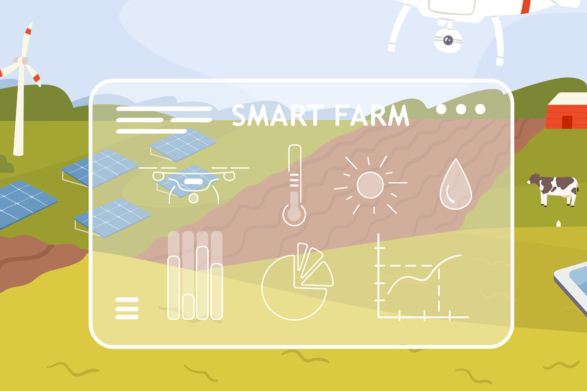 Smart farm technology concept, a Technology Illustration by Good Studio (Photo 3 of 3)