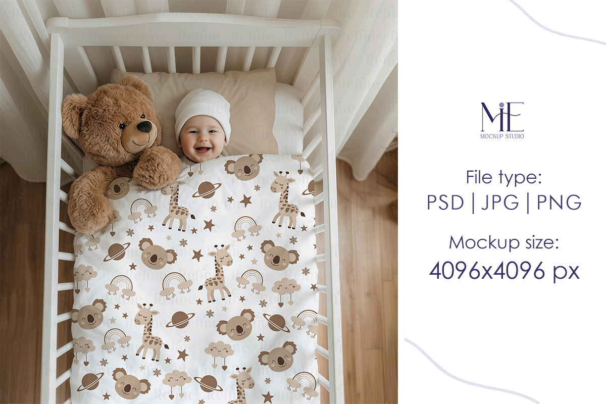 Baby Kids Bedding Set Mockup, a Household Mockup by Mie Mockup Studio (Photo 5 of 5)