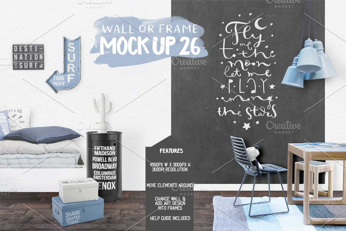 Kids Room Wall/Frame Mock Up 26, a Print Template by Whimsicality (Photo 1 of 6)