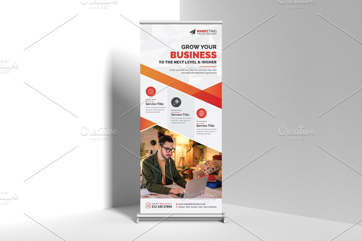 Corporate Roll Up Banner Standee, a Marketing Template by GraphicsBurg (Photo 2 of 2)