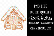 Watercolor Gingerbread House Clipart, an Illustration by Designking (Thumbnail 4 of 5)
