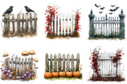 Watercolor Halloween Fence Clipart, a Work Illustration by cherrydesign (Thumbnail 3 of 3)