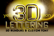 Yellow Neon - 3D Lettering + Font, a Font by MIIM (Thumbnail 1 of 4)