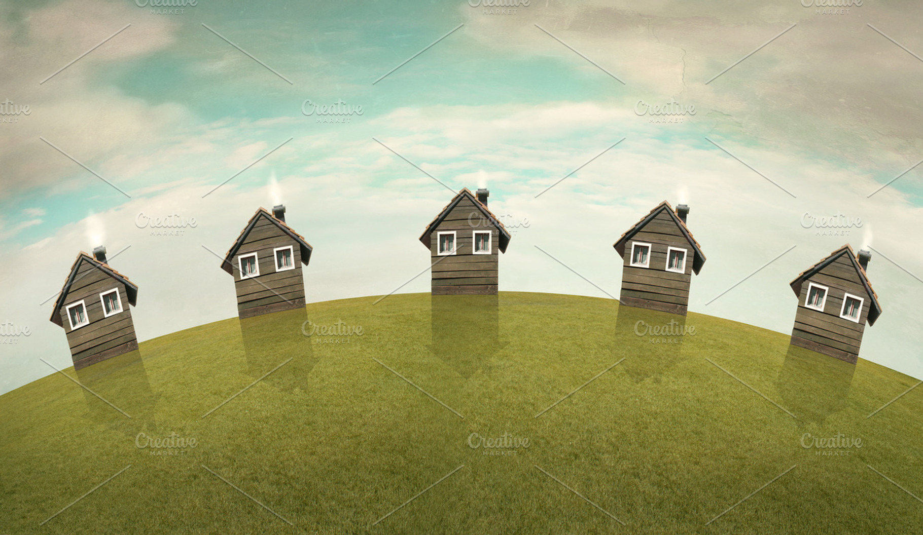 Landscape Of Houses Containing House Many And Grass