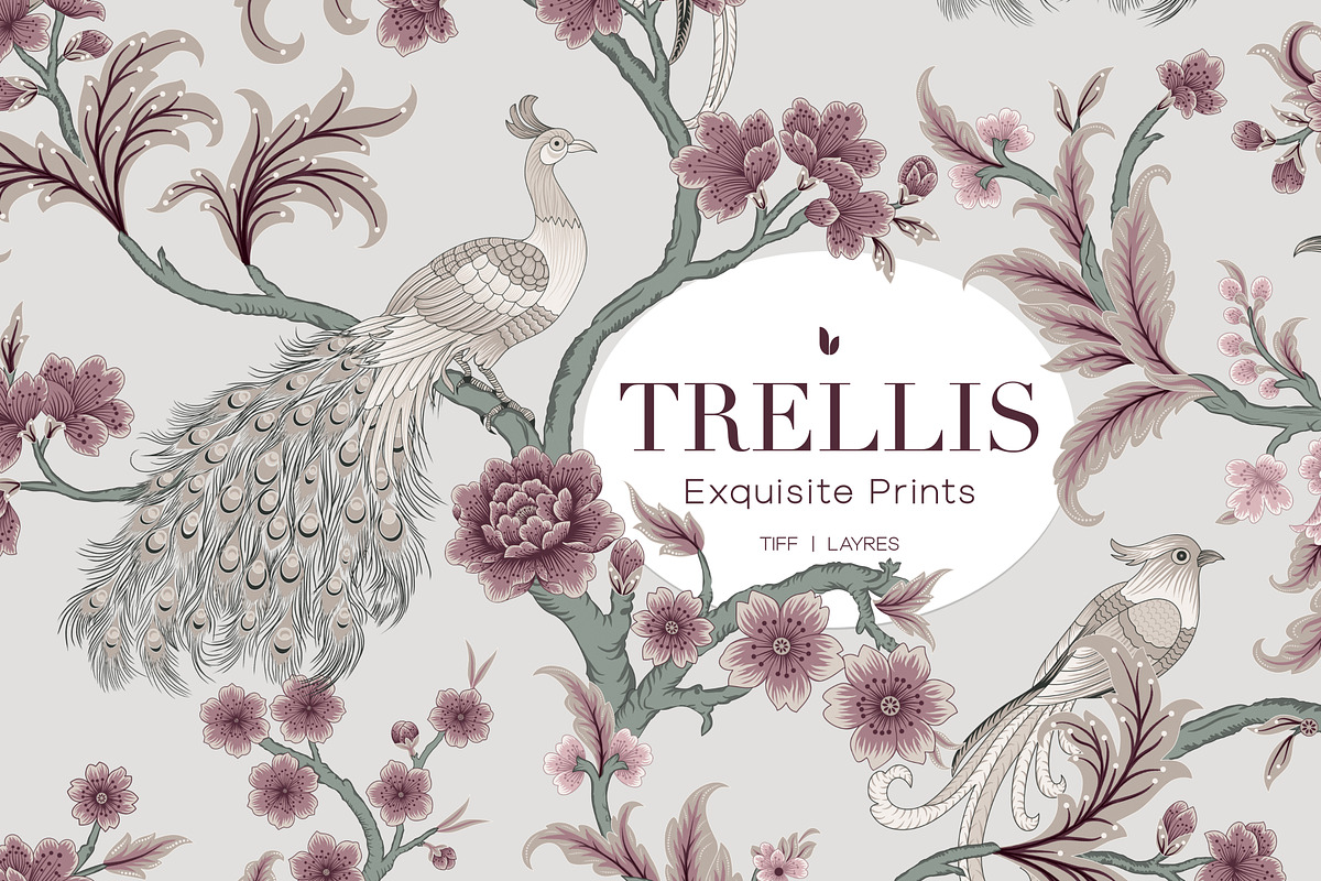 Botanical Chinoiserie Patterns, a Pattern Graphic by LEAFure (Photo 1 of 13)