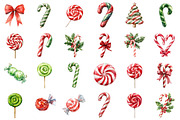 Watercolor Candy Cane Clipart, an Illustration by SinaCreation (Thumbnail 2 of 5)