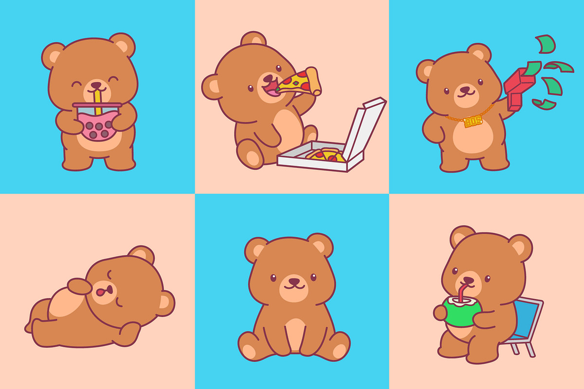 Cute Cartoon Bear Illustration, an Animal Illustration by Rafiart26