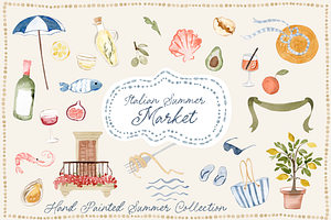Italian Summer Market Collection, a Food Illustration by Karma