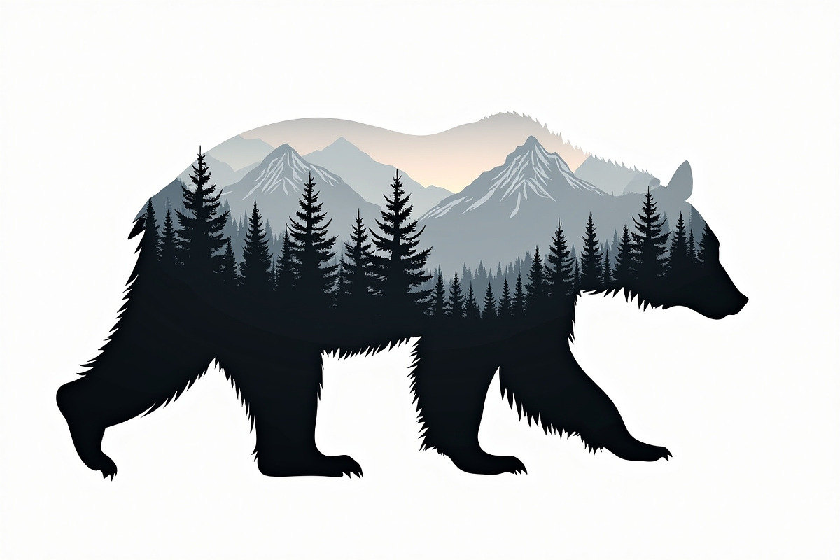 Wilderness Bear Double Exposure Set, an Illustration by musafir_fashion (Photo 7 of 10)