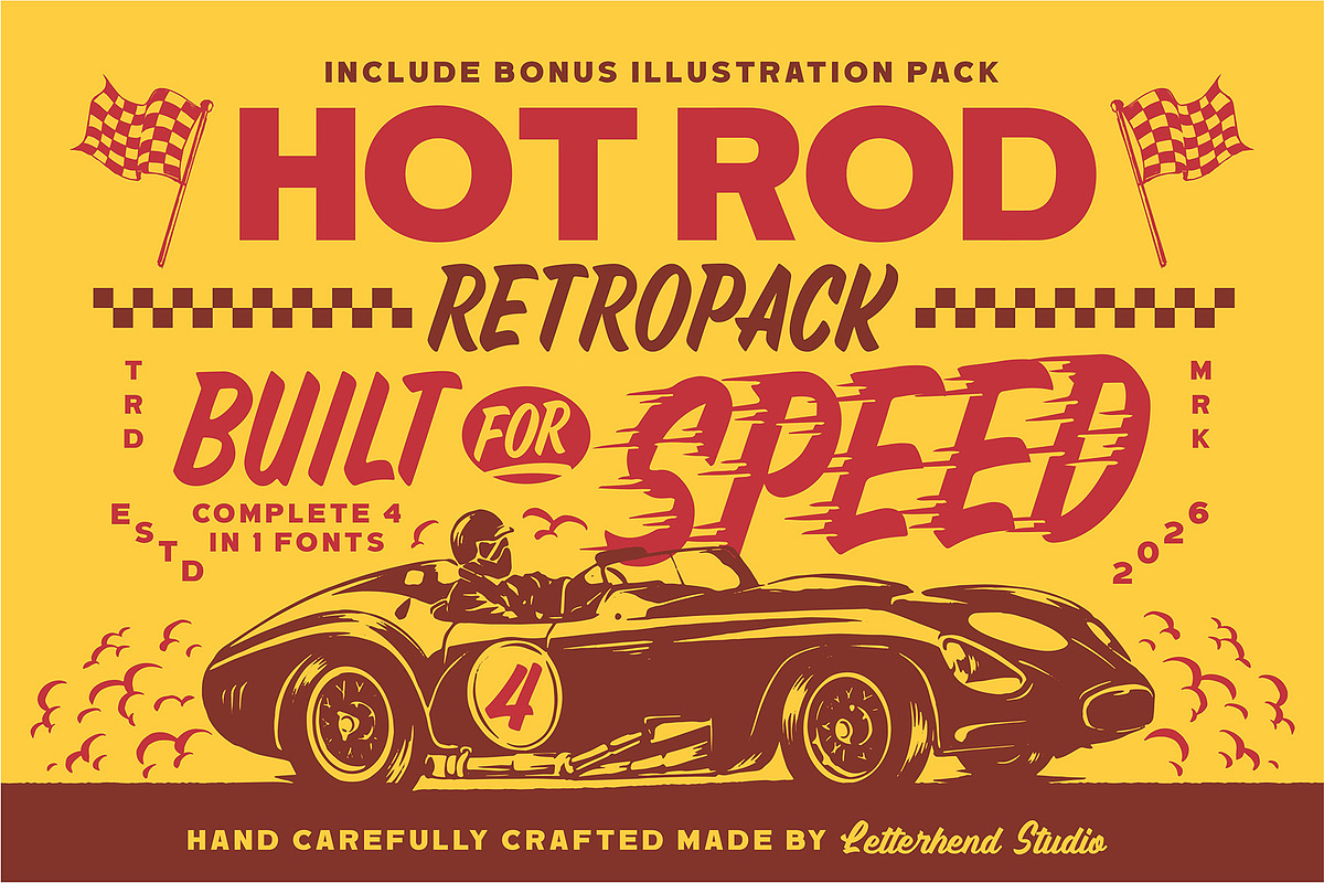 Hotrod Retropack Retro Font Pack, a Sans Serif Font by Letterhend Studio (Photo 1 of 10)