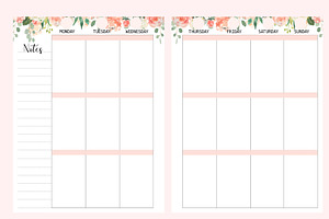 Weekly Planner Inserts 8.5x11 Peachy