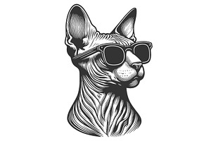 Cool Sphynx Cat Wearing Sunglasses