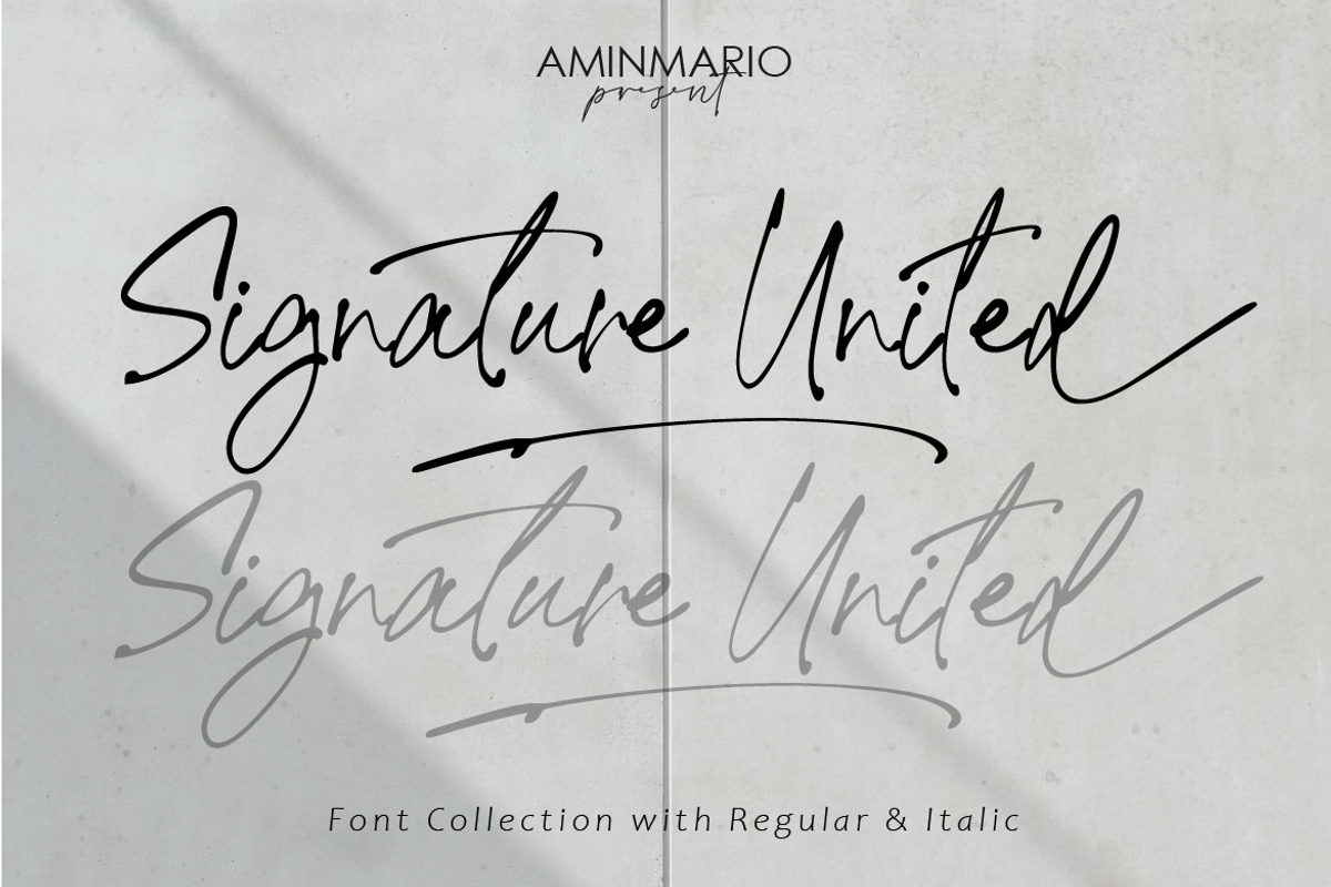 Signature United, a Script Font by AMINMARIO (Photo 1 of 8)