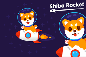 Shiba Rocket NFT Crypto Logo Design