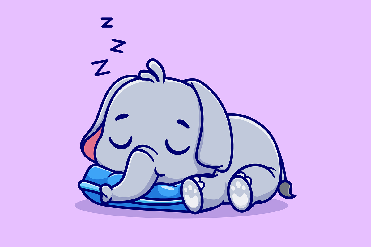 Cute Elephant Sleeping On Pillow, an Animal Illustration by Catalyst Labs