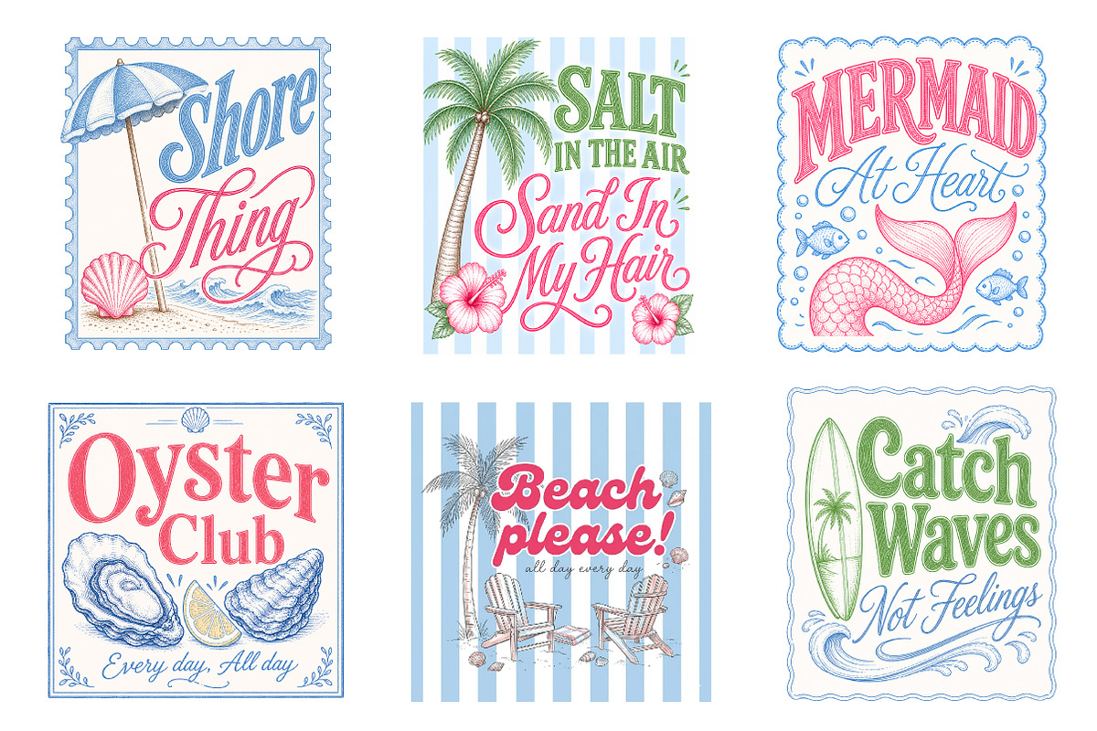 Preppy Coastal Summer Clipart Bundle, a Seasonal Illustration by Dream Creation (Photo 8 of 11)
