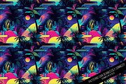 Tropical 80s Retrowave Digital Paper, a Pattern Graphic by Chromolume Studio (Thumbnail 15 of 15)