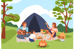 Young family with child relaxing, an Illustration by Vectorbuum