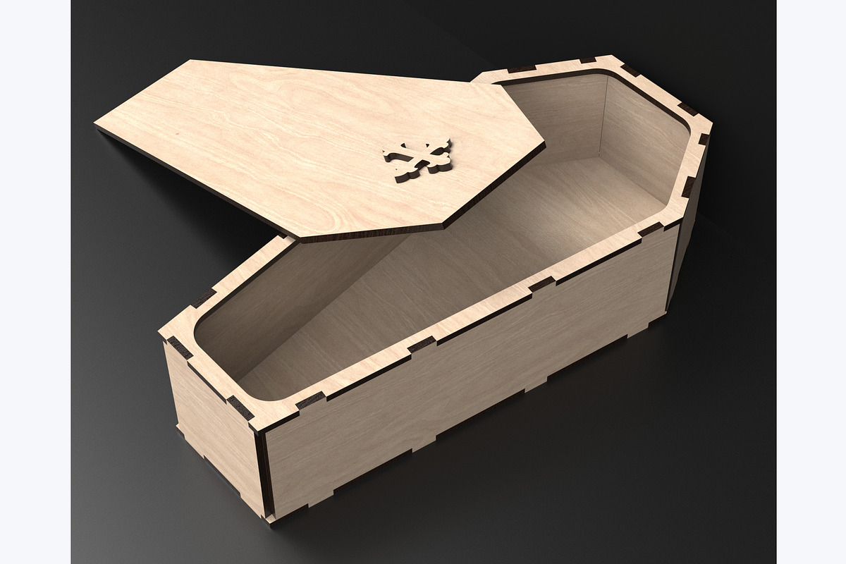 3D Coffin Box Laser Cutting Files, an Object Graphic by ThemeXDigital (Photo 2 of 8)